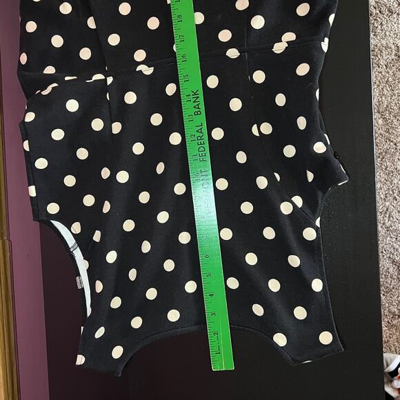 Ann Taylor V Neck Cotton Midi Dress Black wPolka Dots Size 8 - Picture 12 of 12